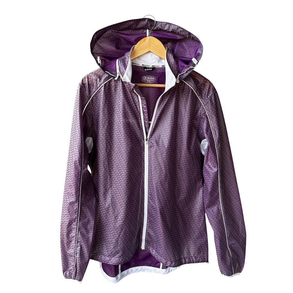 Sugoi Jacket Windbreaker Hydrolite Purple Geometric Cycling Windbreaker Size XL